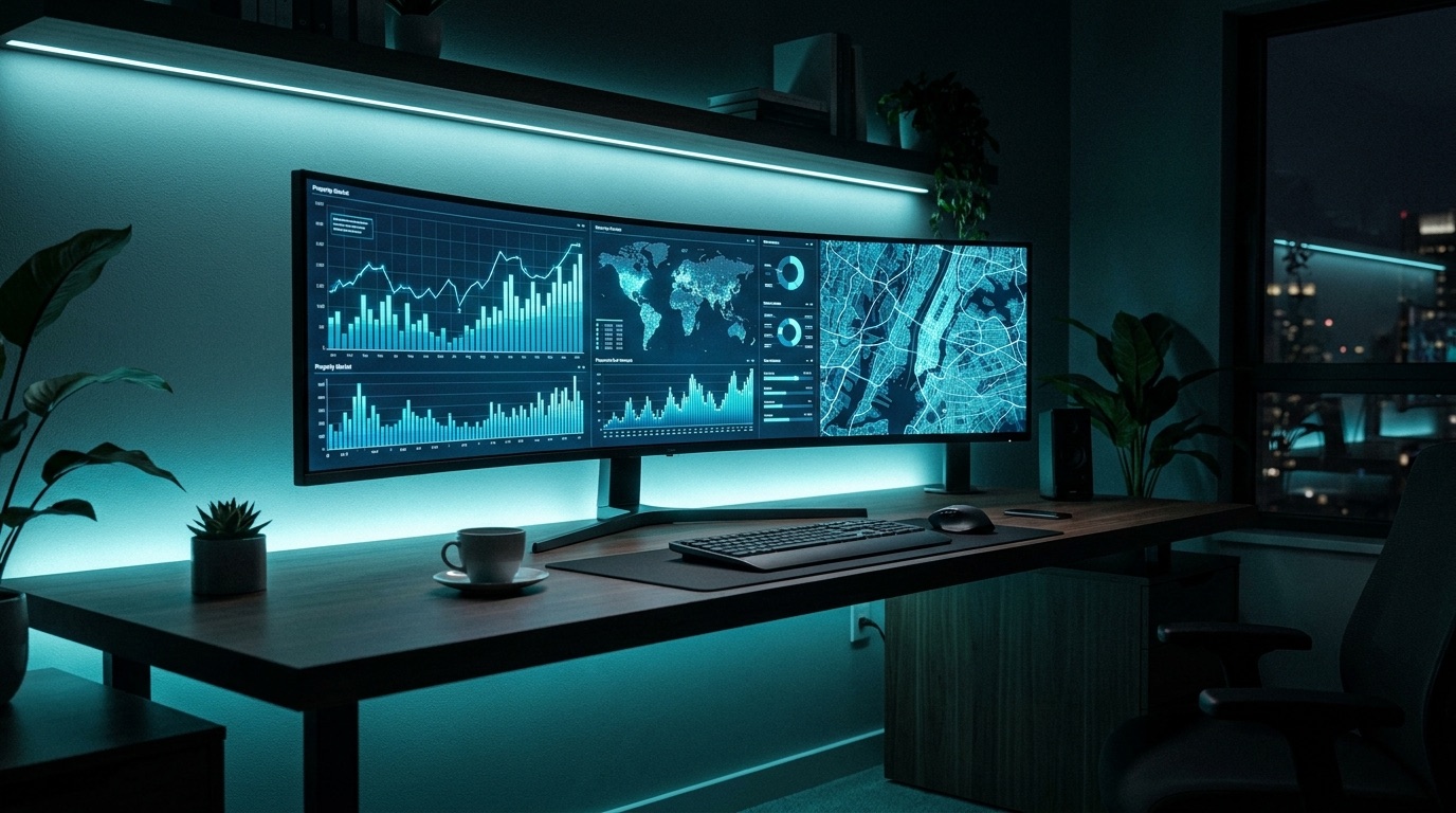 Research workspace with market data